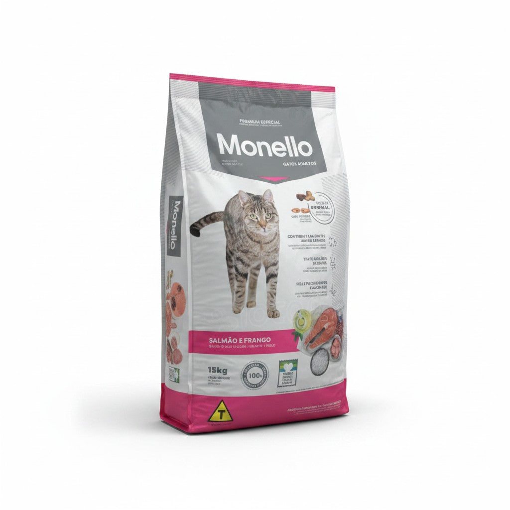 PetFriend Monello dry cat food 15kg bag with salmon and chicken flavour for adult cats