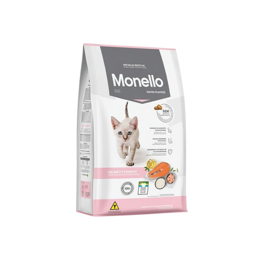 PetFriend Monello kitten dry food 1kg bag with salmon and chicken flavour for healthy growth and development