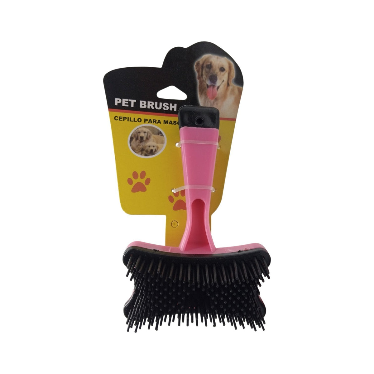 PetFriend pink and black pet hair removal brush with a self-cleaning button on retail packaging