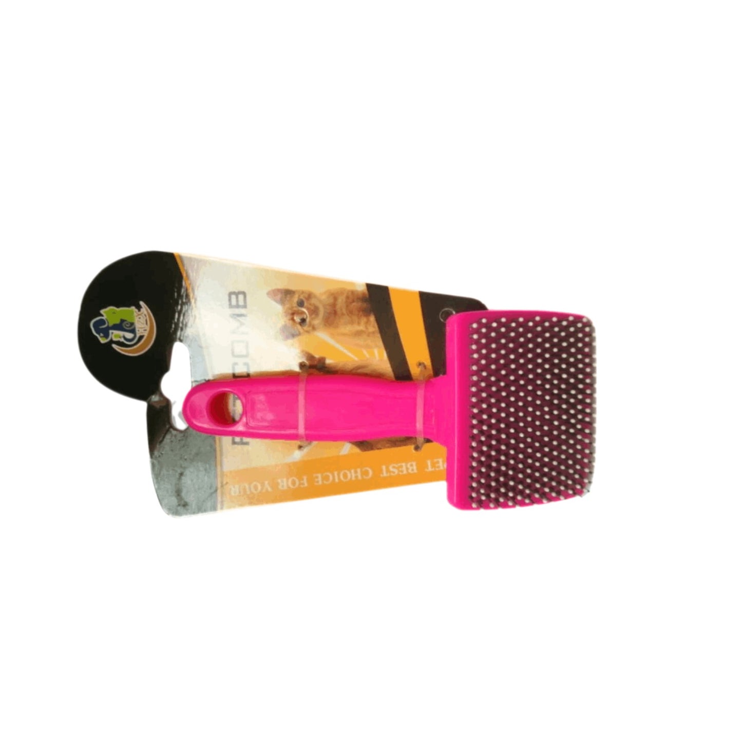 PetFriend medium sized pink silicone pet grooming brush with soft bristles for gentle fur care