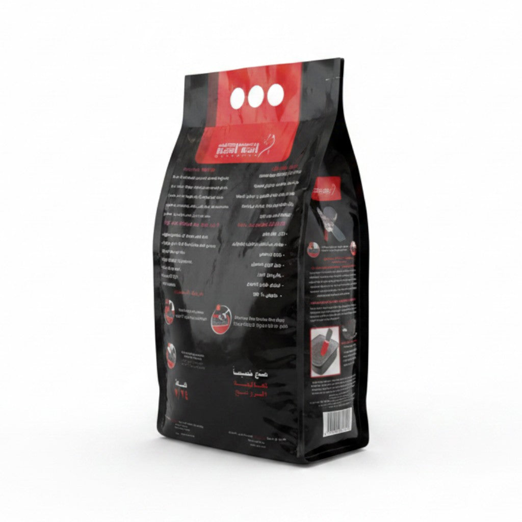 PetFriend Rest Cat peach scented clumping cat litter in a 5L black bag, back view showing product details.