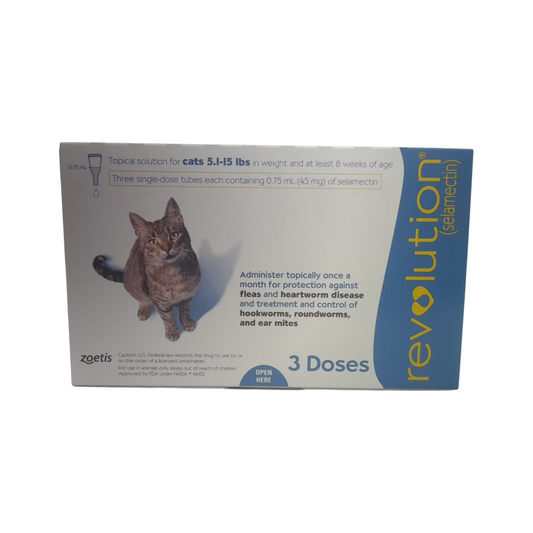 PetFriend Revolution 6% spot-on parasite treatment box for cats featuring a tabby cat illustration