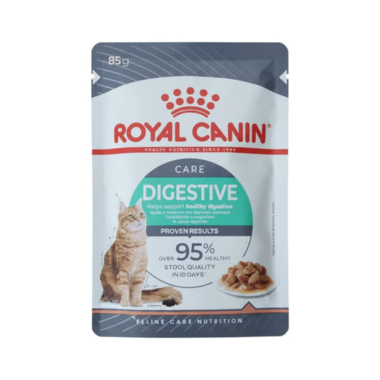 PetFriend Royal Canin Digestive Sensitive cat food pouch 85g with illustration of a cat and wet food chunks