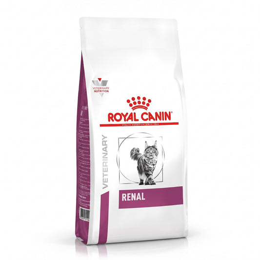 PetFriend 2kg bag of Royal Canin Feline Renal dry cat food for kidney support in a white and purple package
