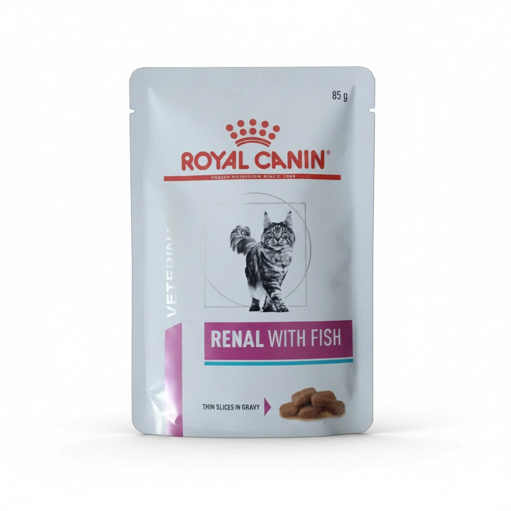 PetFriend Royal Canin Renal wet cat food pouch with fish in gravy for kidney health support