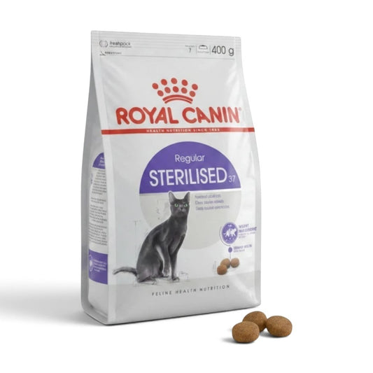 PetFriend Royal Canin Sterilised 37 dry cat food 400g bag for weight management in neutered adult cats