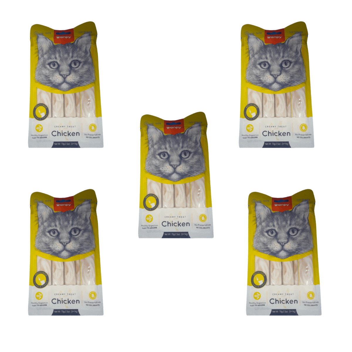 5 X Wanby  creamy cat treats Chicken 5 treats Offer